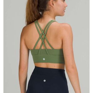 Lululemon Energy Bra High-Neck Longline Tough B–D Cups Green Twill Size 4